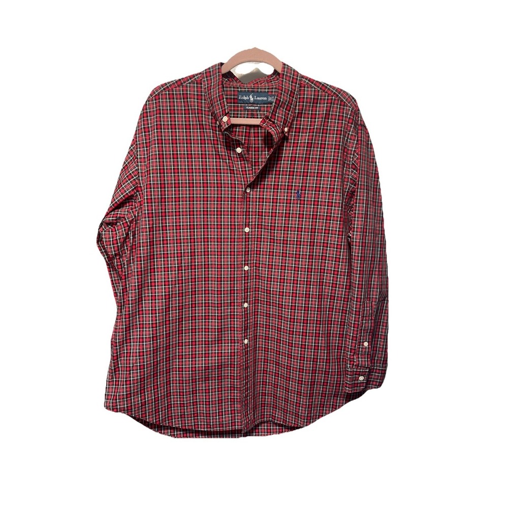 Ralph Lauren Classic Fit Button Down Shirt Mens  Size 2xl Red Plaid